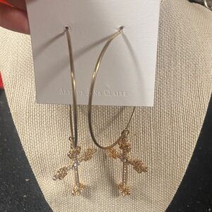 Arthur Jane Claire Gold Cross Hoop Earrings